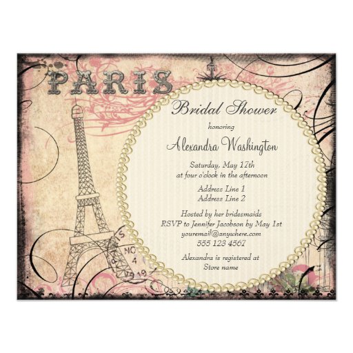 Chic Eiffel Tower & Chandelier Bridal Shower Personalized Invite