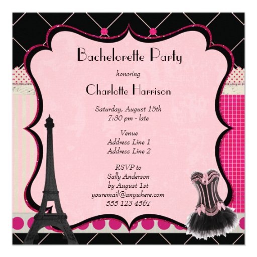Chic Eiffel Tower Pink Paris Bachelorette Party Announcement
