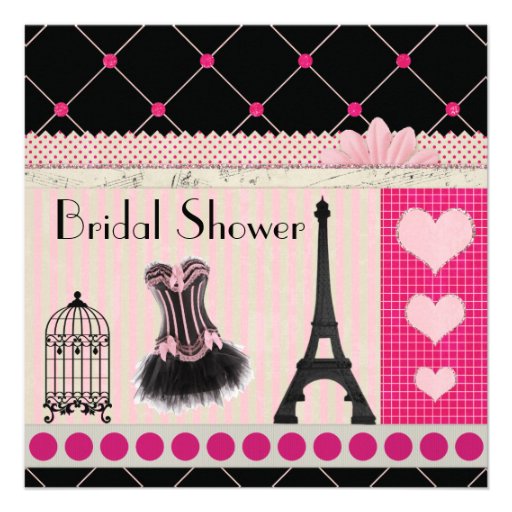Chic Eiffel Tower Pink Paris Bridal Shower Invite