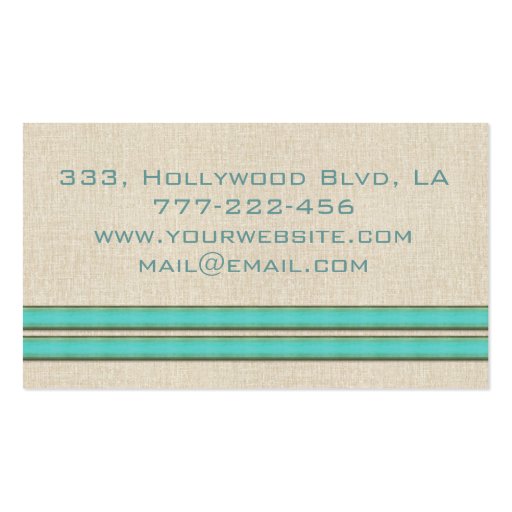 Chic elegant dandelion turquoise stripes business cards (back side)