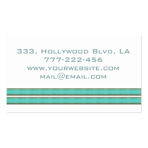 Chic elegant dandelion turquoise stripes business cards (back side)