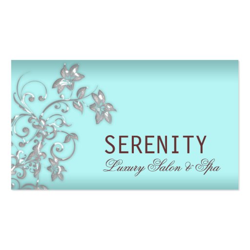 Chic Elegant Floral Swirls Spa Card Business Card (front side)