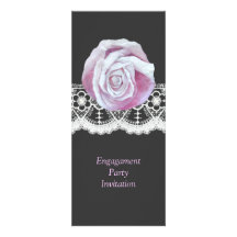 Chic elegant pinks roses lace engagement invites