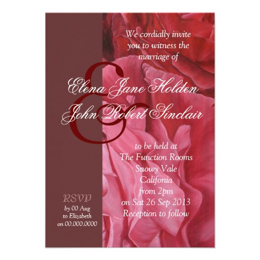 Chic elegant red roses wedding invites