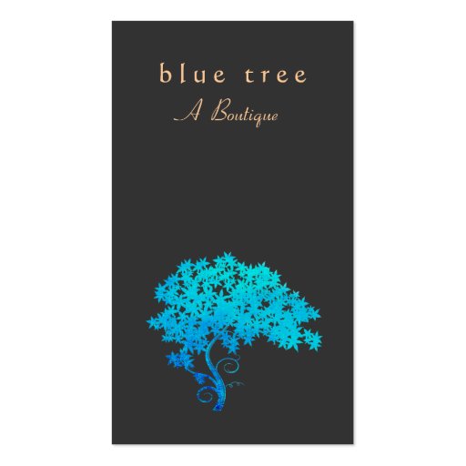 Chic Fashion Boutique Turquoise Blue Tree Black Business Card Templates (front side)