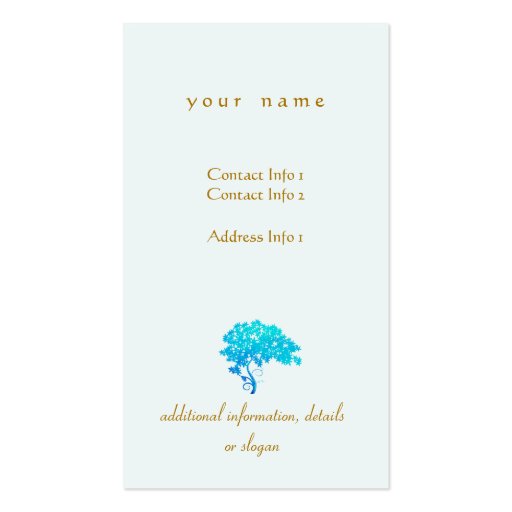 Chic Fashion Boutique Turquoise Blue Tree Black Business Card Templates (back side)