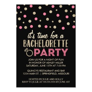 Chic Faux Glitter Bachelorette Party Invitations