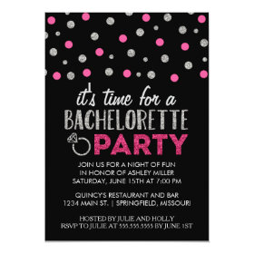 Chic Faux Glitter Bachelorette Party Invitations 5