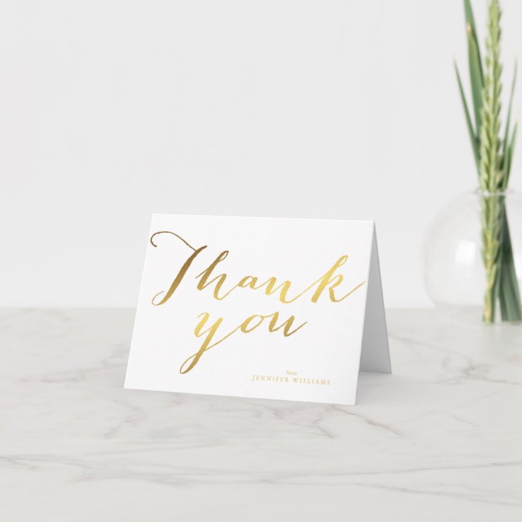 Chic Faux Gold Foil Thank You Notes Zazzle