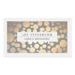 Chic Faux Gold Leaf Circle Gray Business Card