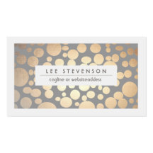 Chic Faux Gold Leaf Circle Gray Business Card