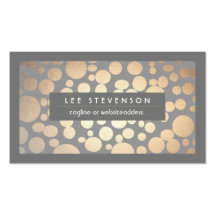 Chic Faux Gold Leaf Circles Gray Business Card