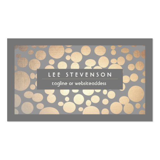 Chic Faux Gold Leaf Circles Gray Business Card