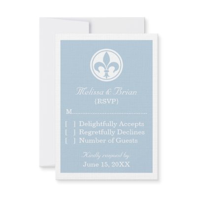 Chic Fleur De Lis Response Card, Blue Announcements