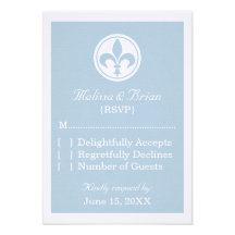 Chic Fleur De Lis Response Card, Blue Announcements
