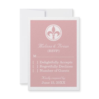 Chic Fleur De Lis Response Card, Pink Custom Invitation