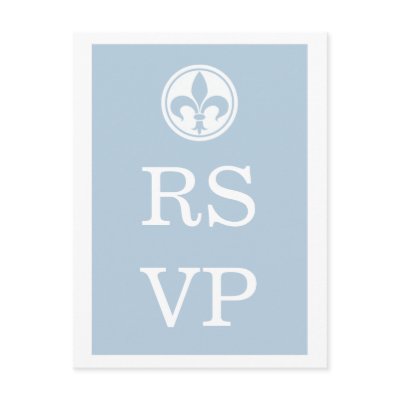 Chic Fleur De Lis RSVP Postcard, Blue