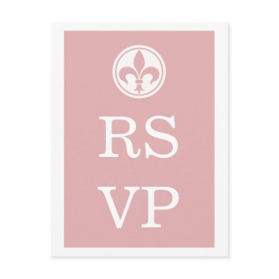 Chic Fleur De Lis RSVP Postcard, Pink