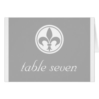 Chic Fleur De Lis Table Card, Gray Card