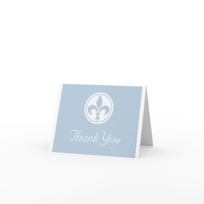 Chic Fleur De Lis Thank You Card, Blue