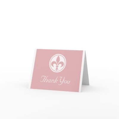 Chic Fleur De Lis Thank You Card, Pink