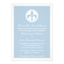 Chic Fleur De Lis Wedding Invite, Blue