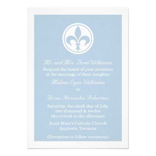 Chic Fleur De Lis Wedding Invite, Blue