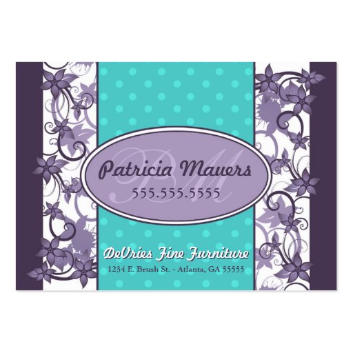 Chic Floral and Polka Dot Business Card