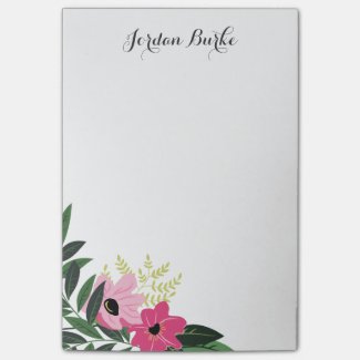 Chic Floral Border Monogram Post-it® Notes