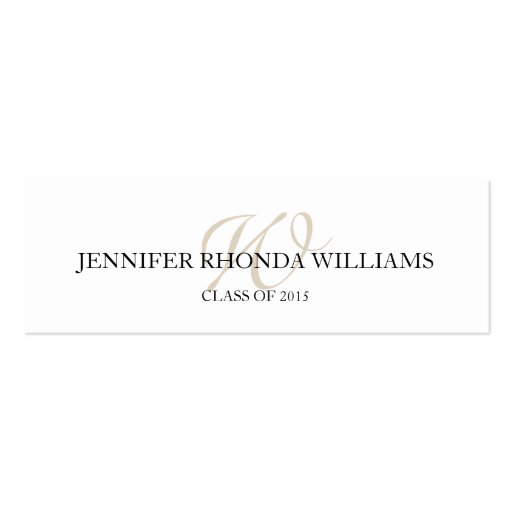 Chic florish monogram student graduation name card business card template (front side)