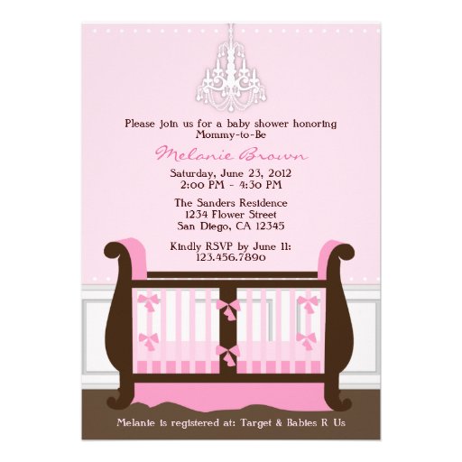 Chic Girl Pink Nursery Decor Baby Shower Invite