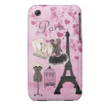 Chic Girly Pink Paris Fashion iPhone 3 Cover