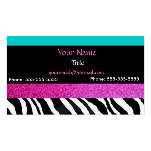 Chic girly zebra print- Bright Colors Business Card Templates (front side)