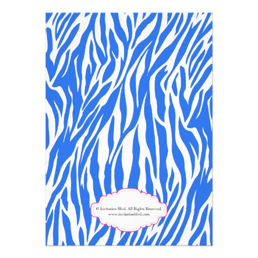 Chic Glam Modern Mom Blue Zebra Baby Shower Custom Invitations