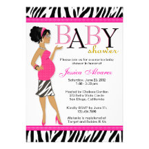 Chic Glam Modern Mom Pink Zebra Baby Shower Personalized Invitation