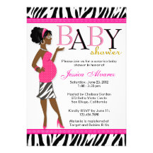 Chic Glam Modern Mom Pink Zebra Baby Shower Invitations