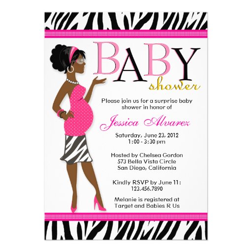 Chic Glam Modern Mom Pink Zebra Baby Shower Invitations
