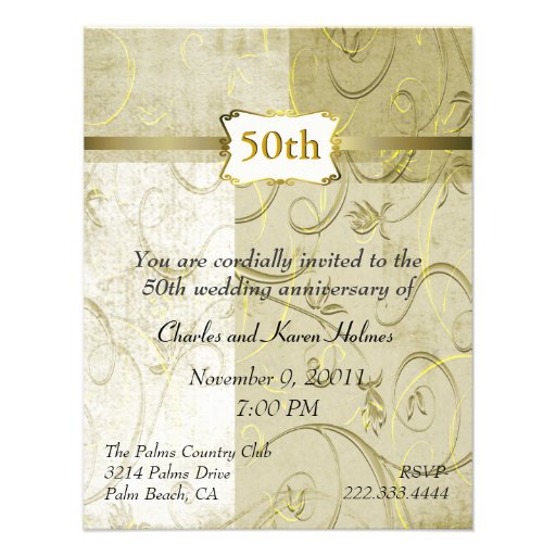 Chic Gold Anniversary Invitation
