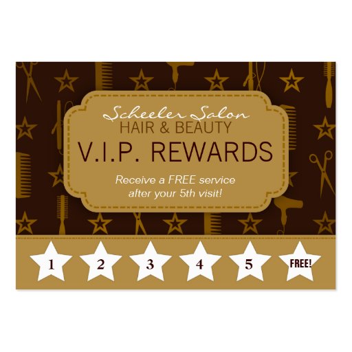 Chic Gold & Coco Brown Salon Loyalty Rewards Card Business Cards
