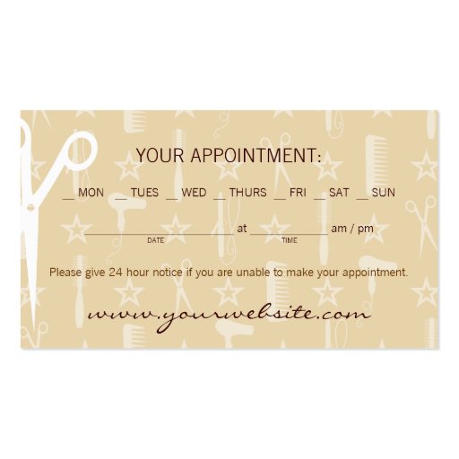 Chic Gold & Coco Hair & Beauty Appointment Card Business Card Template (back side)