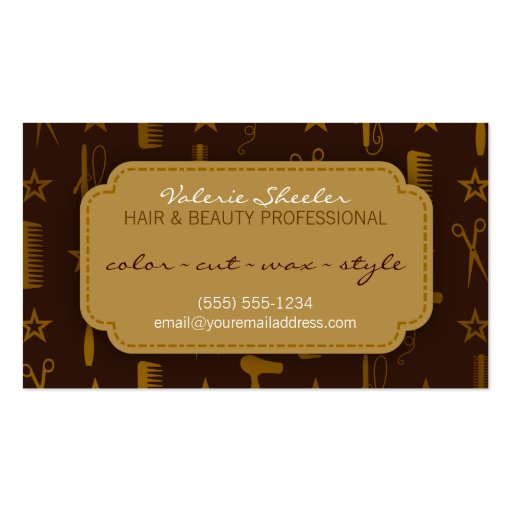 Chic Gold & Coco Hair & Beauty Appointment Card Business Card Template (front side)