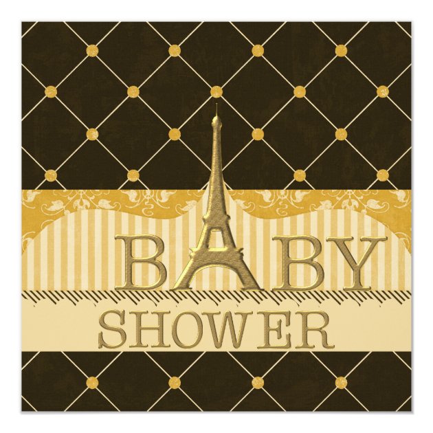 Chic Gold Eiffel Tower Baby Shower Card