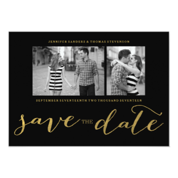 CHIC GOLD FOIL HANDWRITTEN | PHOTO SAVE THE DATE PERSONALIZED ANNOUNCEMENTS