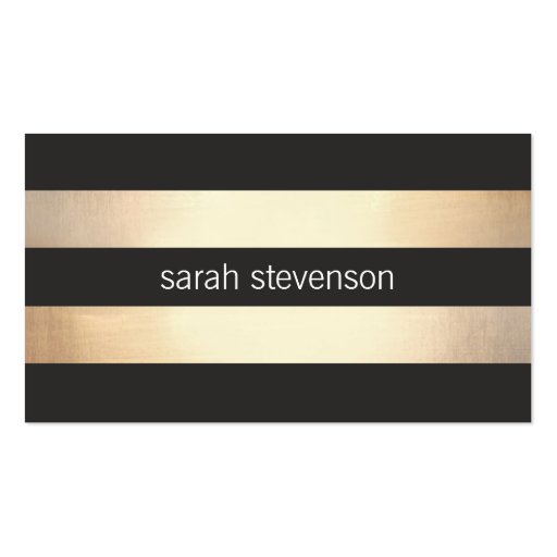 Chic Gold Foil Look Black Striped Modern Business Card Templates