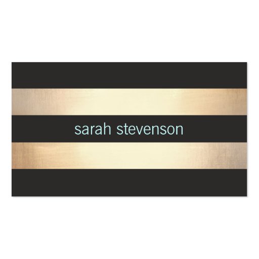 Chic Gold Foil Look Black Striped Modern Business Card Templates (front side)
