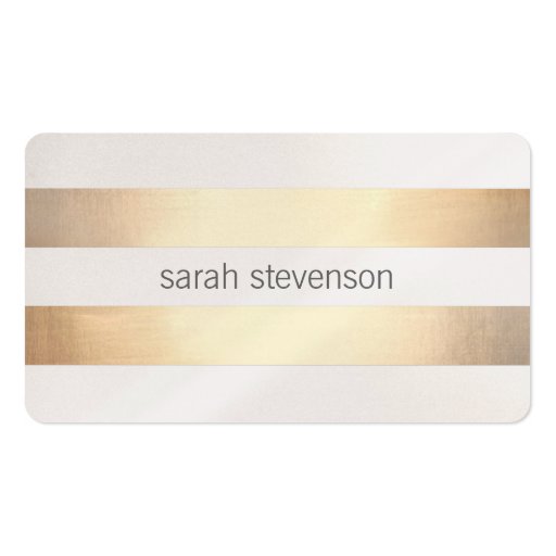 Chic Gold Foil Look Striped Modern Minimalist Business Card Template