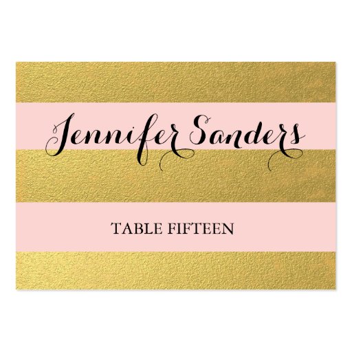 CHIC GOLD FOIL | PINK WEDDING PLACE CARDS BUSINESS CARD (front side)
