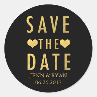 CHIC GOLD FOIL SAVE THE DATE STICKERS