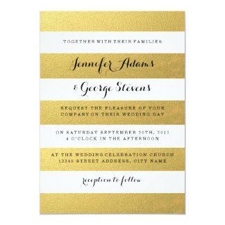 CHIC GOLD FOIL STRIPES WEDDING INVITATION