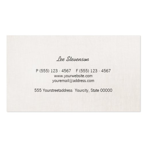 Chic Gold Leaf Circles Beige Linen Look Fashion Business Card Template (back side)